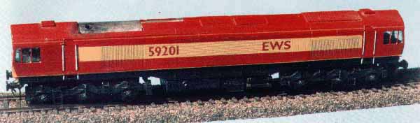 EWS Class 59 model constructed from the Worsley Works kit by David Armitage