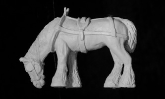 Draught horse with harness