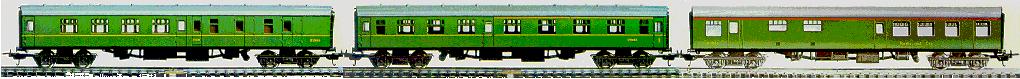 Lima Mk1 BR green coaches #9327 and #9152 and #9235
