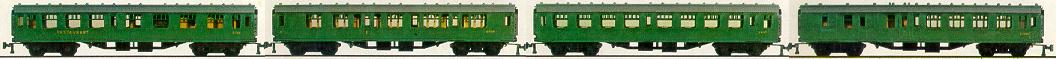 Playcraft Mk 1 coaches SR P335 and P337 and P336 and P338