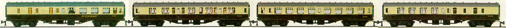 Playcraft Mk 1 coaches WR P345 and P347 and P346 and P348